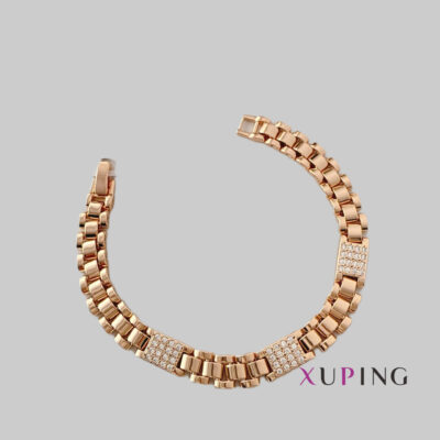 دستبند-زنانه-روکش-طلا-طرح-رولکس نگین -ژوپینگ