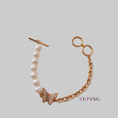 دستبند-مرواریدی-روکش-طلا-طرح-پروانه-ژوپینگ