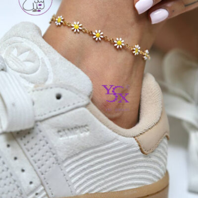 پابند-دخترانه-استیل-طرح-گل بابونه-برند-ysx