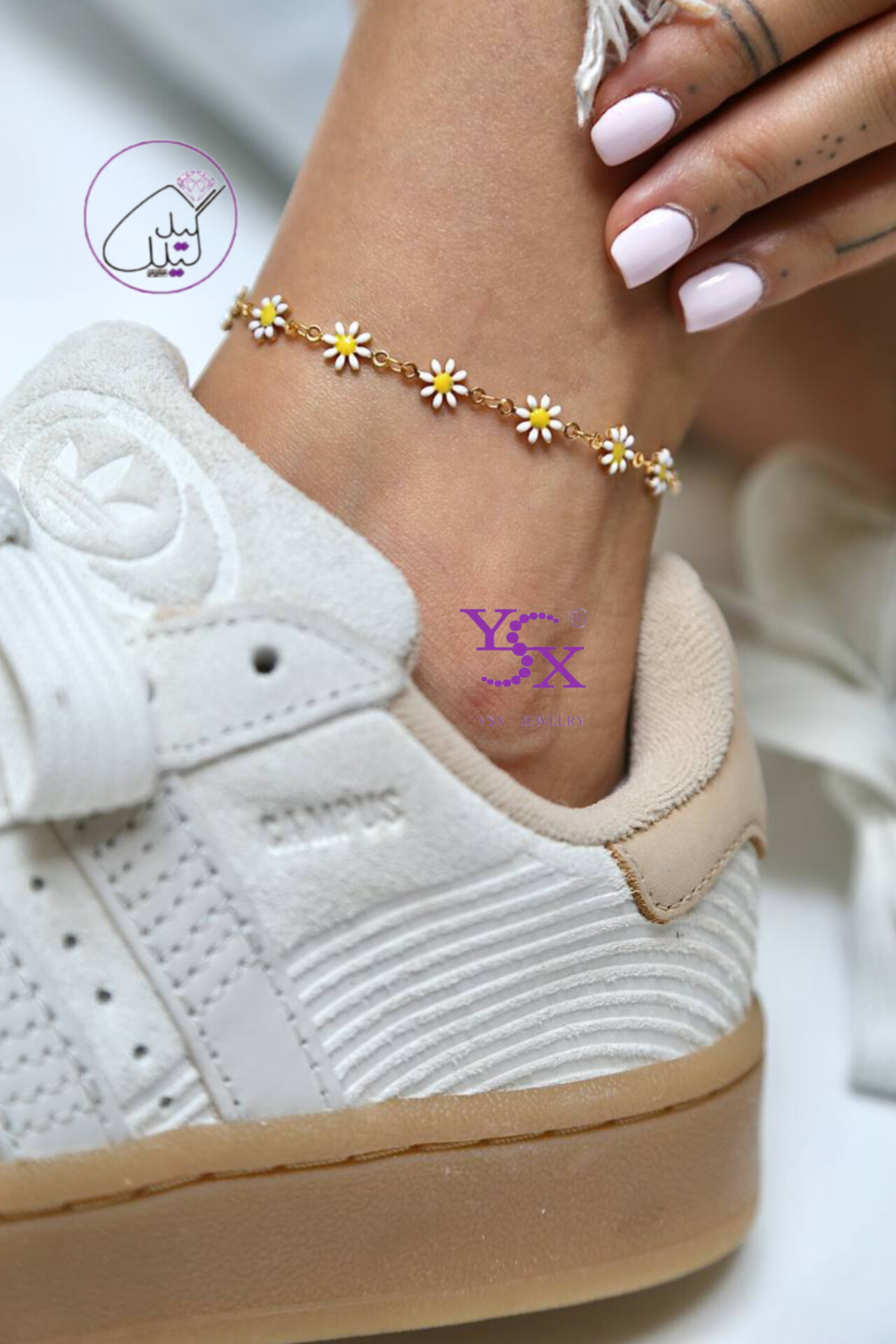 InShot_20250224_122933107 پابند-دخترانه-استیل-طرح-گل بابونه-برند-ysx