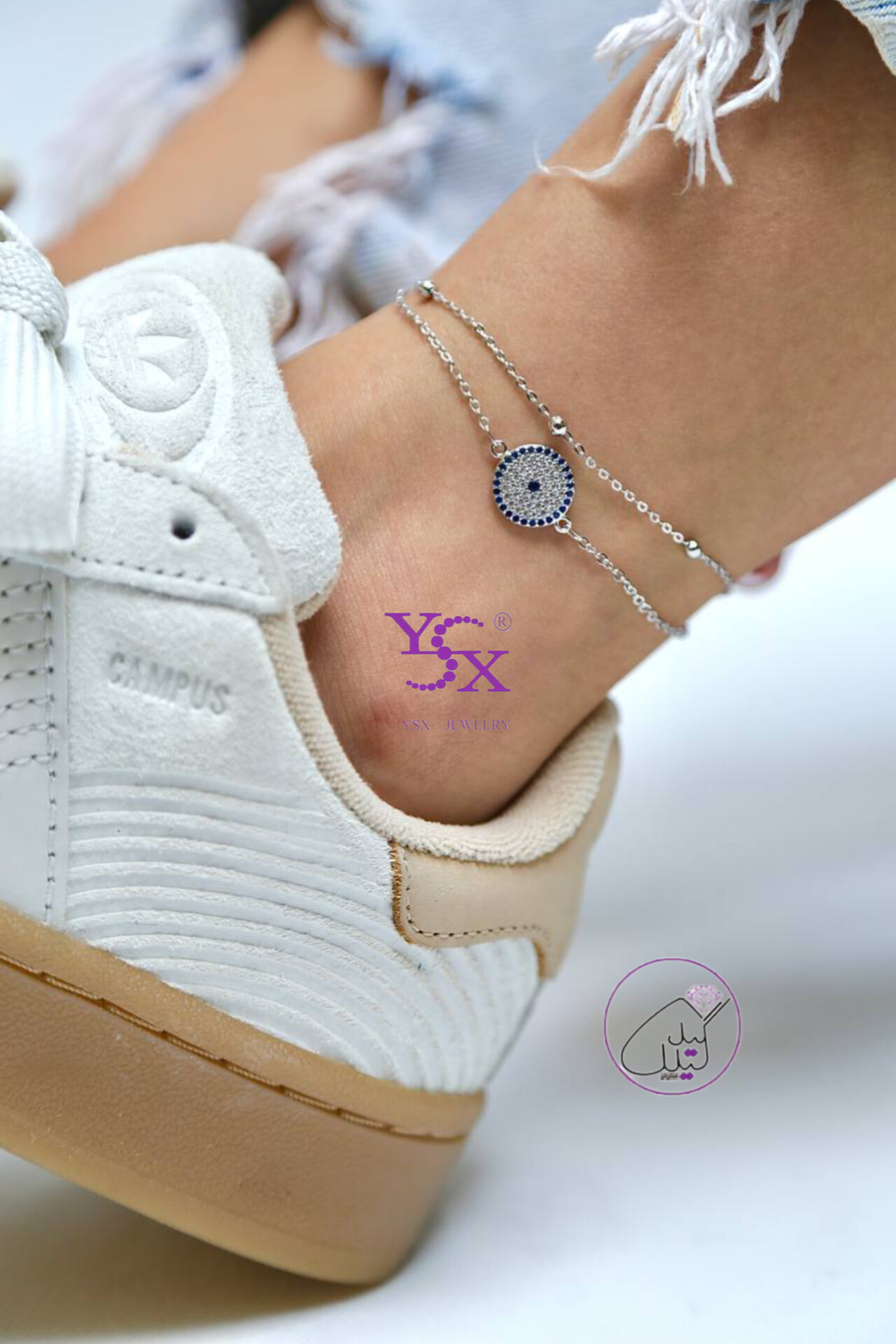 پابند-دخترانه-استیل-طرح-چشم نظر-برند-ysx