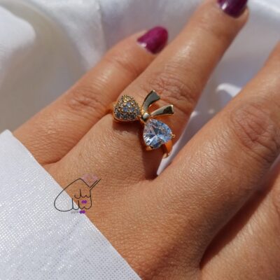 انگشتر پاپییون نگین دار روکش استیل