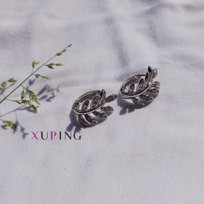 گوشواره برگ سفید ژوپینگ ضد حساسیت روکش طلا