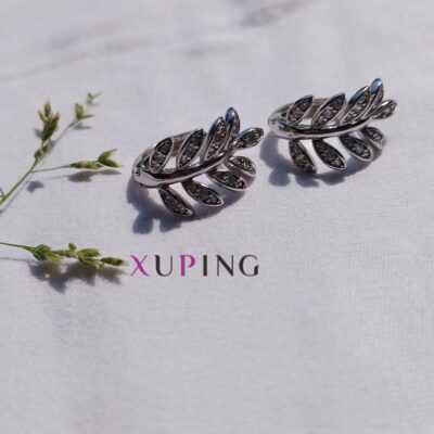 گوشواره برگ سفید ژوپینگ ضد حساسیت روکش طلا