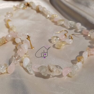 سنگ اصل سیترین و رزکوارتز جذب عشق و ثروت سرویس