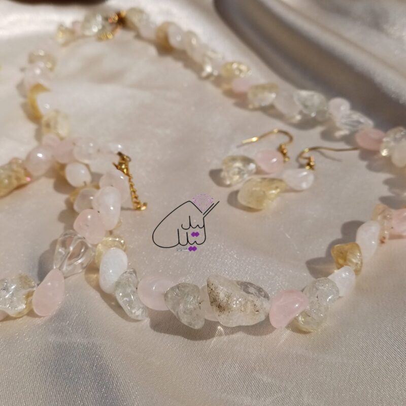 سنگ اصل سیترین و رزکوارتز جذب عشق و ثروت سرویس