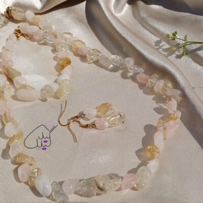 سنگ اصل سیترین و رزکوارتز جذب عشق و ثروت سرویس