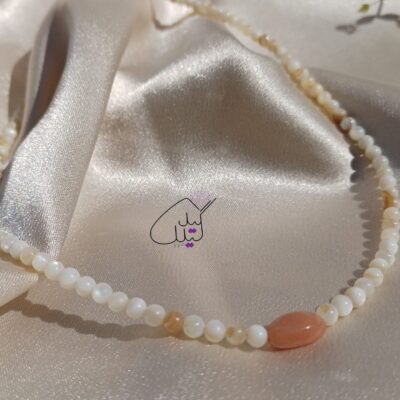 گردنبند صدف سنگ عقیق قفل استیل